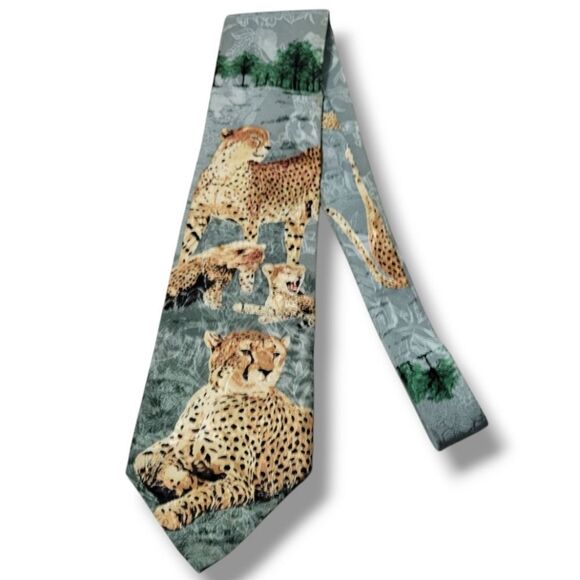 Other - Vintage Necktie Endangered Species Necktie Vintage Tie Cheetah Cheetahs Silk Tie